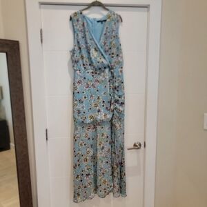 Floral Blue Sleeveless Dress
